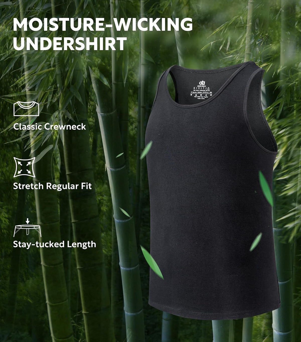 DAVID ARCHY Men's Tank Top Undershirts Moisture-Wicking A-Shirt for Men