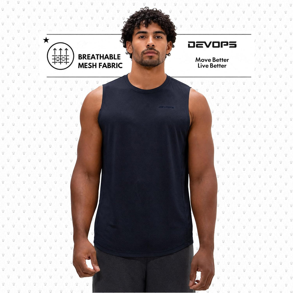 DEVOPS 3 Pack Men's Tank Tops Sleeveless Muscle Shirts Dry Fit Mesh Workout