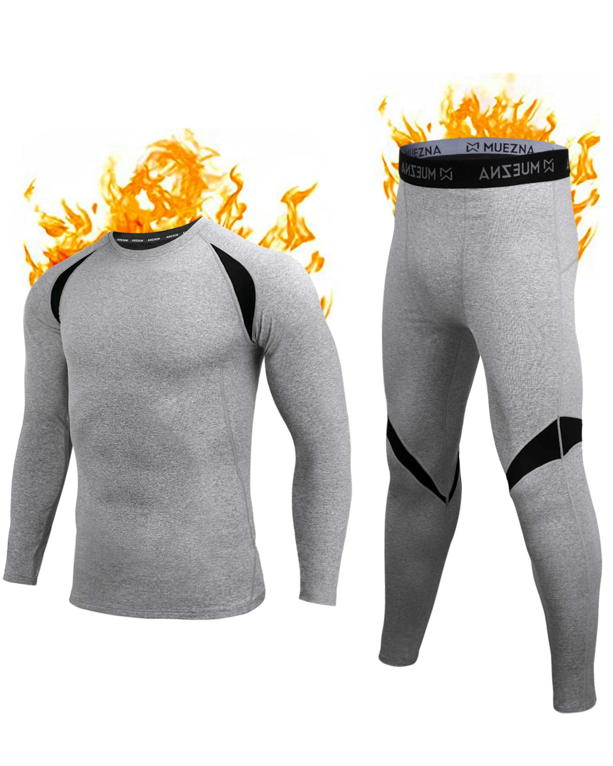 Muezna Men's Thermal Top and Bottom Set Underwear Long Johns Base Layer