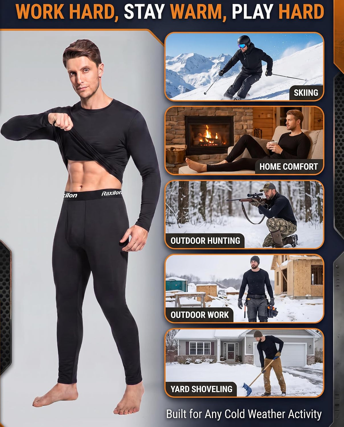 Thermal Underwear for Mens Long Johns Set Winter Cold Weather Base Layer