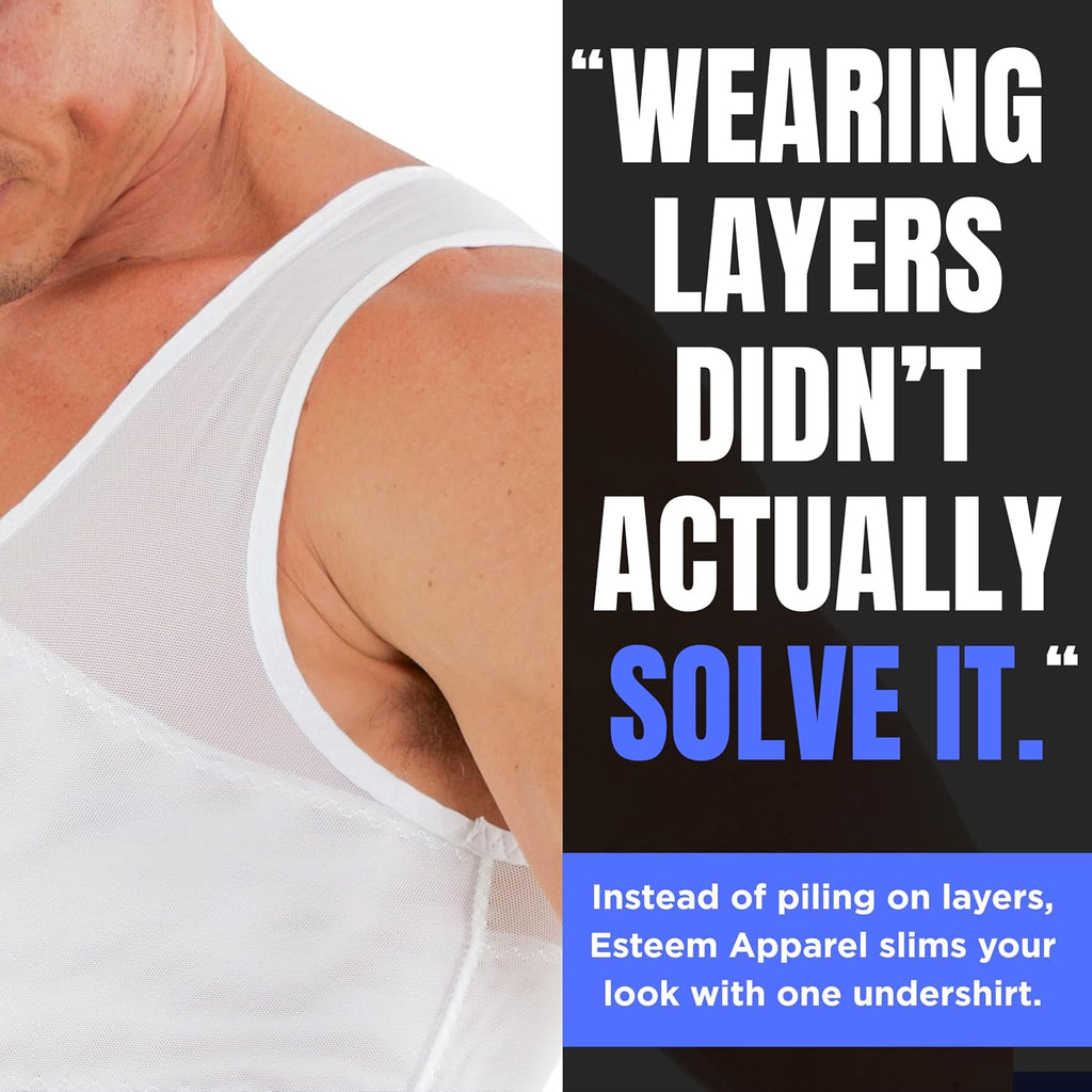 Esteem Apparel Original Men's Chest Compression Shirt to Hide Gynecomastia Moobs Shapewear