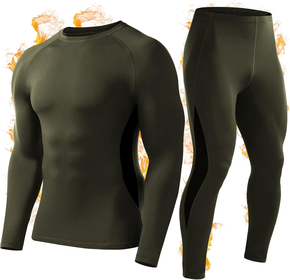 Roadbox Thermal Underwear for Men, Fleece Lined Long Johns Base Layer Set