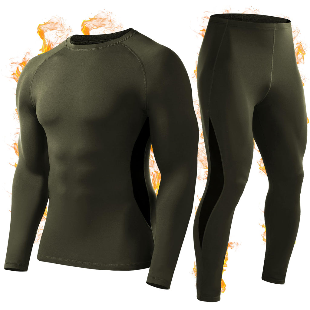 Roadbox Thermal Underwear for Men, Fleece Lined Long Johns Base Layer Set