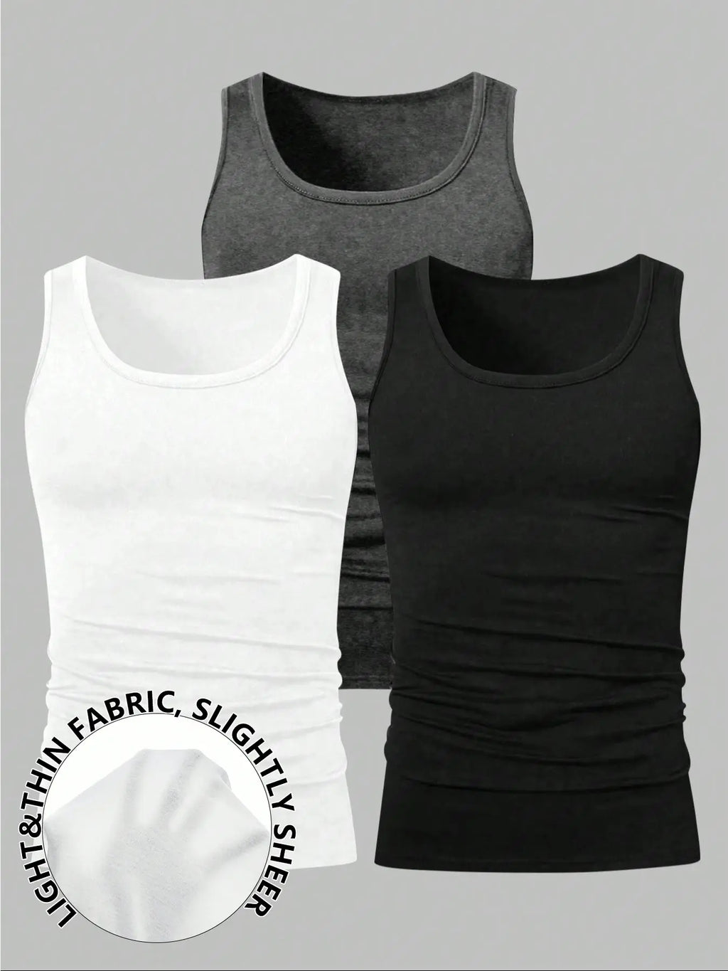 Men's Solid Color Scoop Neck Tank Top, Knitted Tank Tops, Menswear Regular Fit Casual Classic Comfy Breathable Sleeveless Top for Daily Wear, Men's All-Match Clothes for All Seasons, Matching, Summer Sleeveless Top