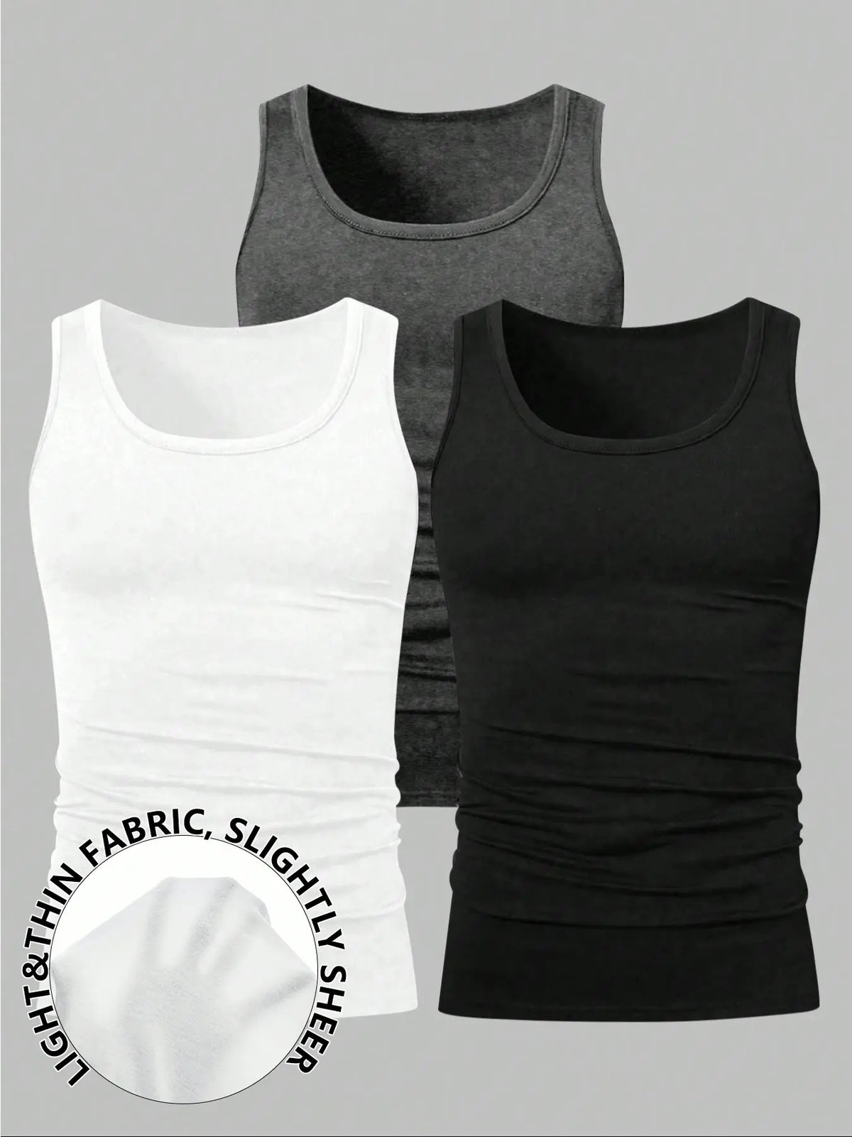 Men's Solid Color Scoop Neck Tank Top, Knitted Tank Tops, Menswear Regular Fit Casual Classic Comfy Breathable Sleeveless Top for Daily Wear, Men's All-Match Clothes for All Seasons, Matching, Summer Sleeveless Top