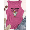 Women's Sleeveless Graphic Tank Top - Casual Round Neck Spring/Summer Top with "Whatever Life Throws at You Duck And Let It Hit Someone Else" Print, Soft Comfortable Machine-Washable Fabric, Graphic Tank Tops