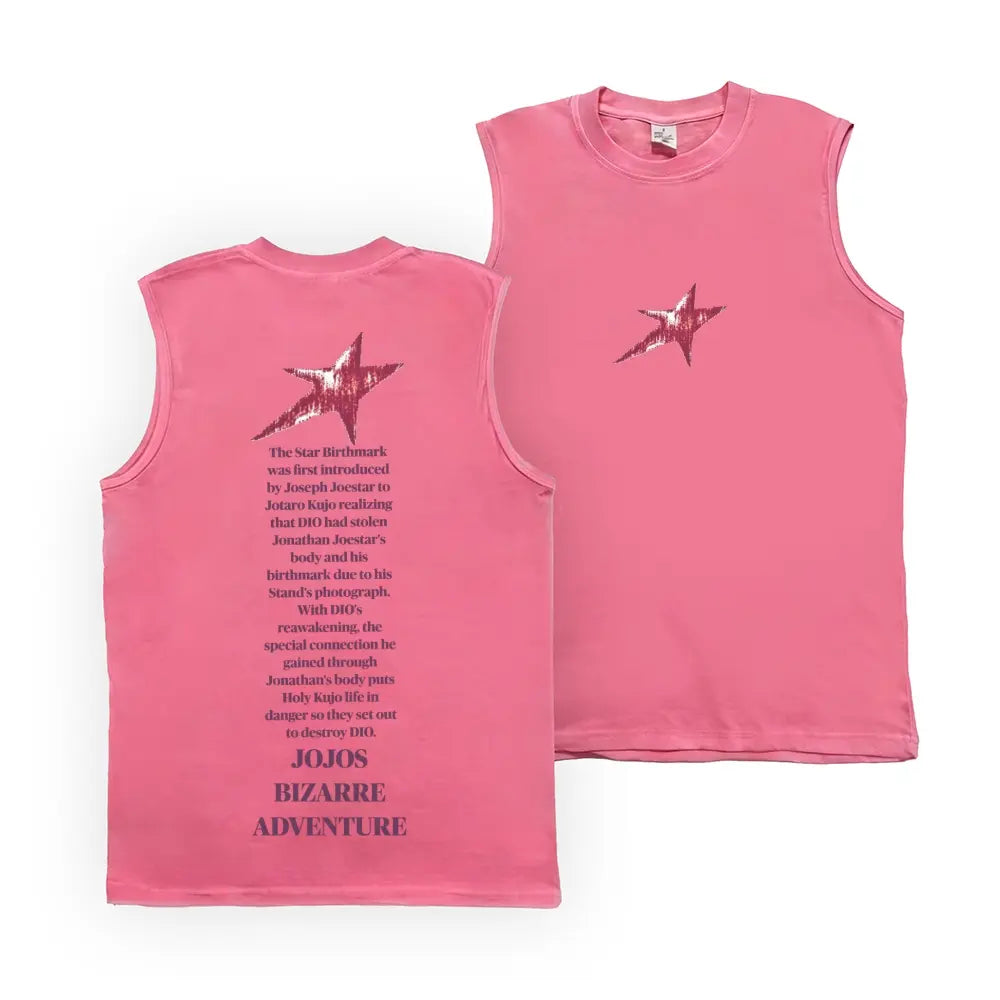 Streetwear Tank Top,JJBA jojo Star Mark anime fashion,gym fit,classical clean style,Sleeveless Cotton Unisex,breathable pure cotton