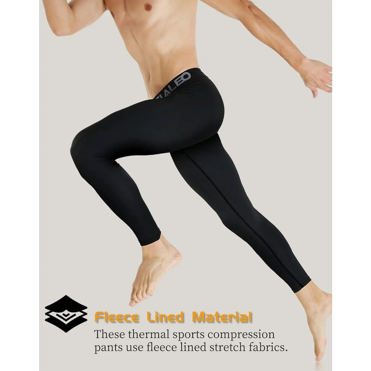 Men's Thermal Compression Pants - 4 or 5 Pack Fleece-Lined Menswear Activewear Sportswear Tights, Cold Weather Winter Baselayer Athletic Leggings