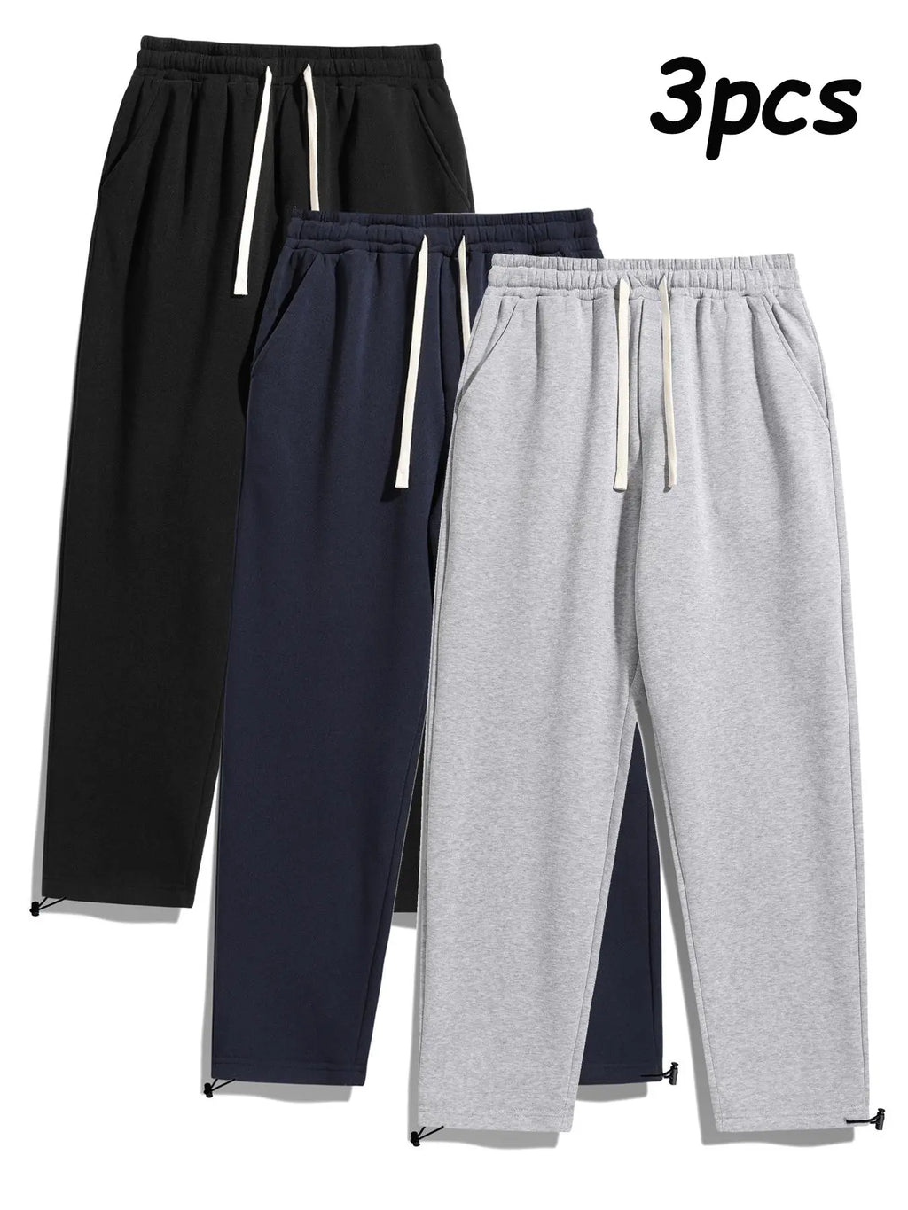 Men's Thermal Lined Pants with Drawstring Waist, Cozy Relaxed Fit Loose Sweatpants Fabric for Fall & Winter, Men's Bottoms, Menswear Clothing