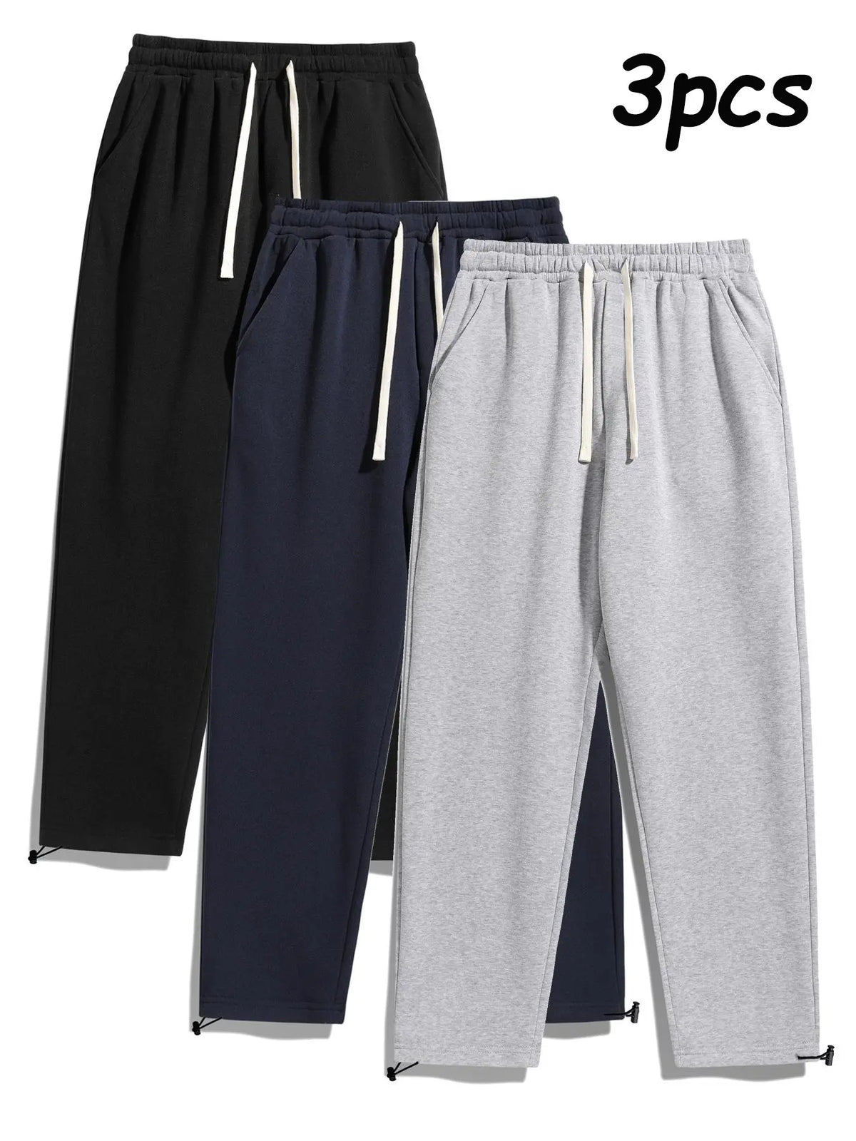 Men's Thermal Lined Pants with Drawstring Waist, Cozy Relaxed Fit Loose Sweatpants Fabric for Fall & Winter, Men's Bottoms, Menswear Clothing