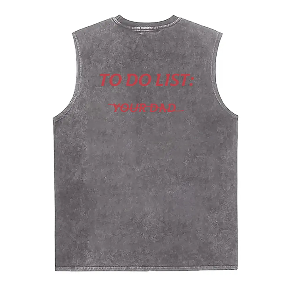 Women's Washed Cotton Vest Top - Unisex, Lightweight Foldable Loose-Fit, Smooth Soft Seamless Fabric, Graphic "Your Dad" Design, Round Neck Sleeveless, All Seasons Casual Wear Gift, Machine Washable