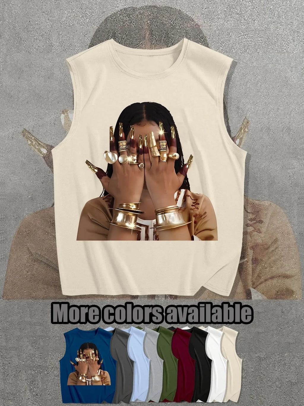 Egyptian Queen Graphic Print Sleeveless T-Shirt, Loose Fit Casual Unisex Street Style Top, Breathable Summer Wear