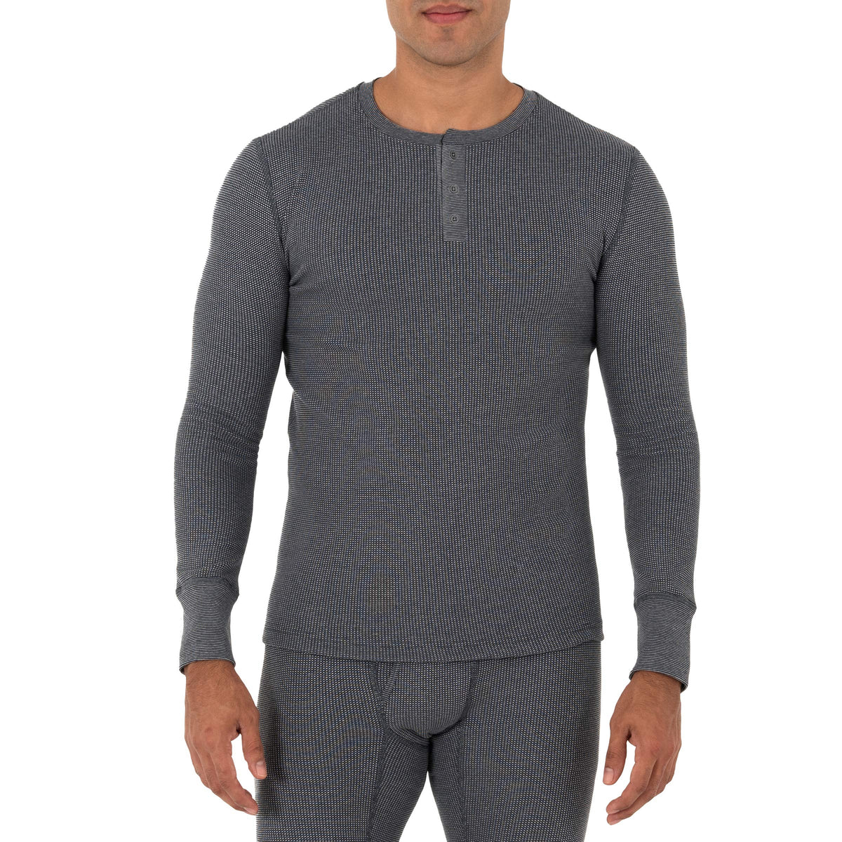 Fruit of the Loom Men's Recycled Waffle Thermal Underwear Henley Top (1 and 2 Packs)