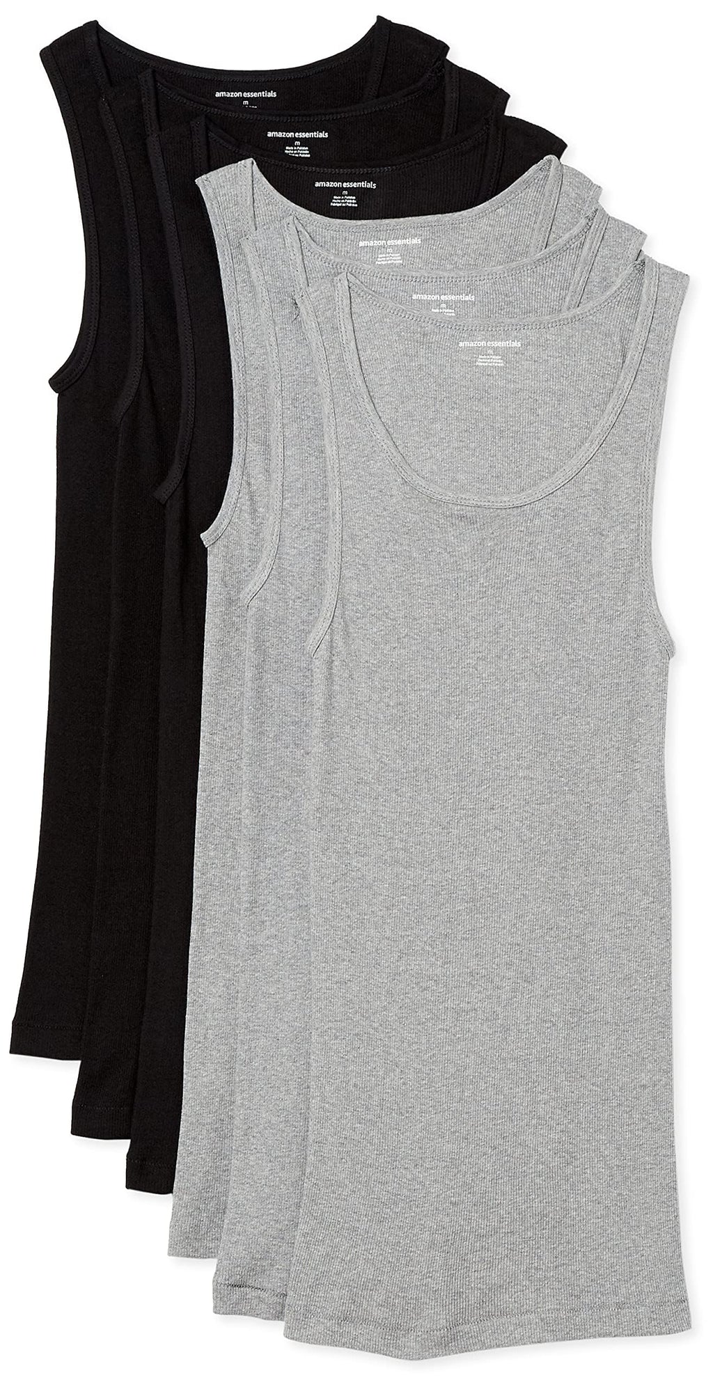 Amazon Essentials Men's Lightweight Breathable Cotton Slim Fit Tank Undershirts, Pack of 6