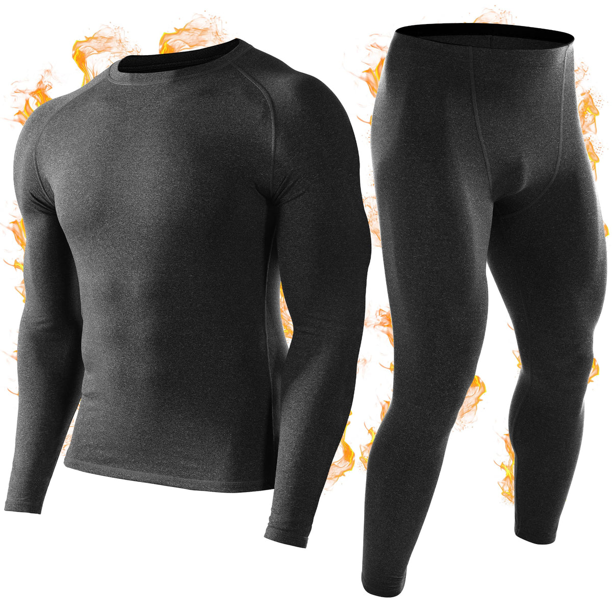 Roadbox Thermal Underwear for Men, Fleece Lined Long Johns Base Layer Set