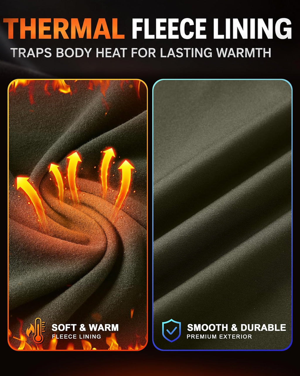 Roadbox Thermal Underwear for Men, Fleece Lined Long Johns Base Layer Set
