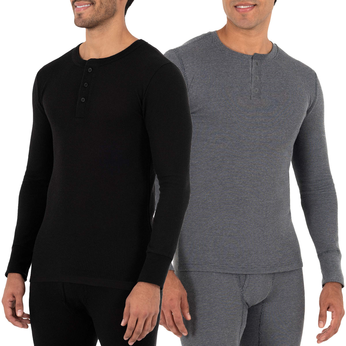 Fruit of the Loom Men's Recycled Waffle Thermal Underwear Henley Top (1 and 2 Packs)