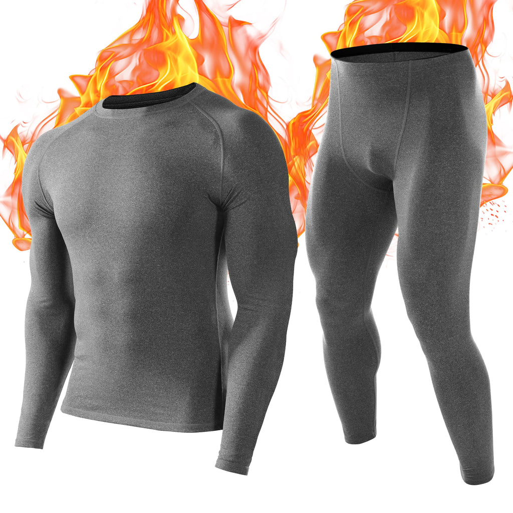 Roadbox Thermal Underwear for Men, Fleece Lined Long Johns Base Layer Set