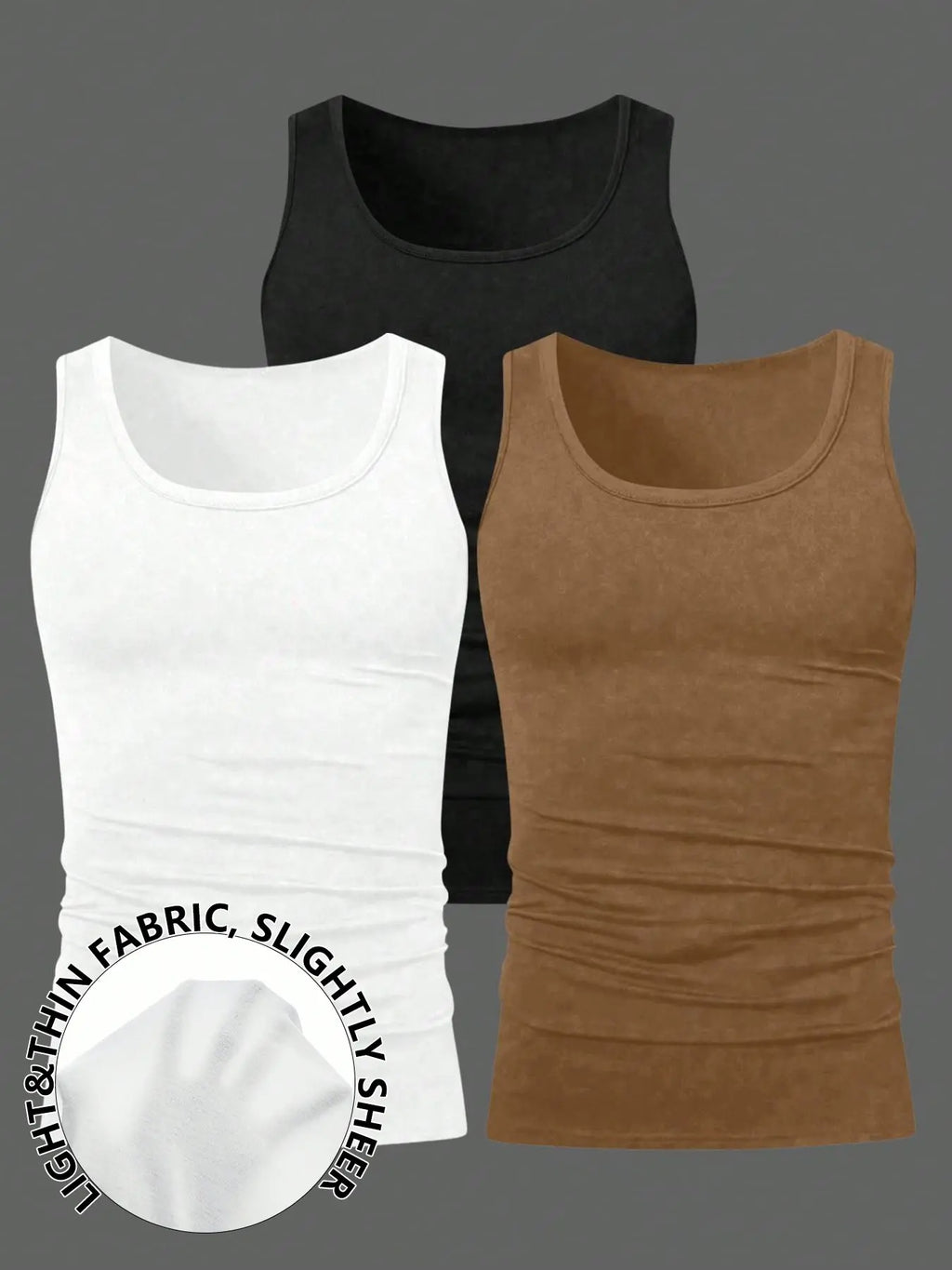 Men's Solid Color Scoop Neck Tank Top, Knitted Tank Tops, Menswear Regular Fit Casual Classic Comfy Breathable Sleeveless Top for Daily Wear, Men's All-Match Clothes for All Seasons, Matching, Summer Sleeveless Top