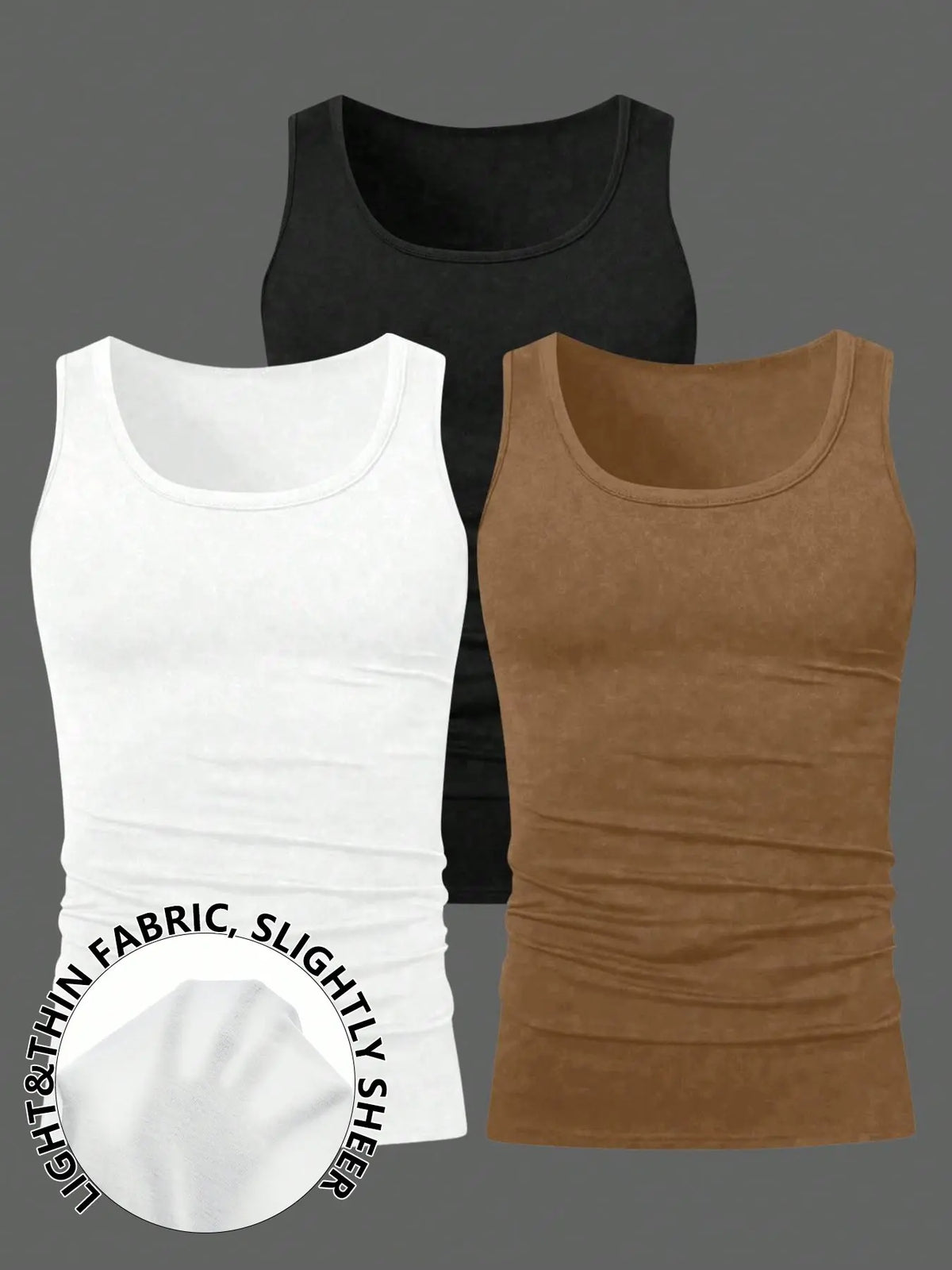 Men's Solid Color Scoop Neck Tank Top, Knitted Tank Tops, Menswear Regular Fit Casual Classic Comfy Breathable Sleeveless Top for Daily Wear, Men's All-Match Clothes for All Seasons, Matching, Summer Sleeveless Top