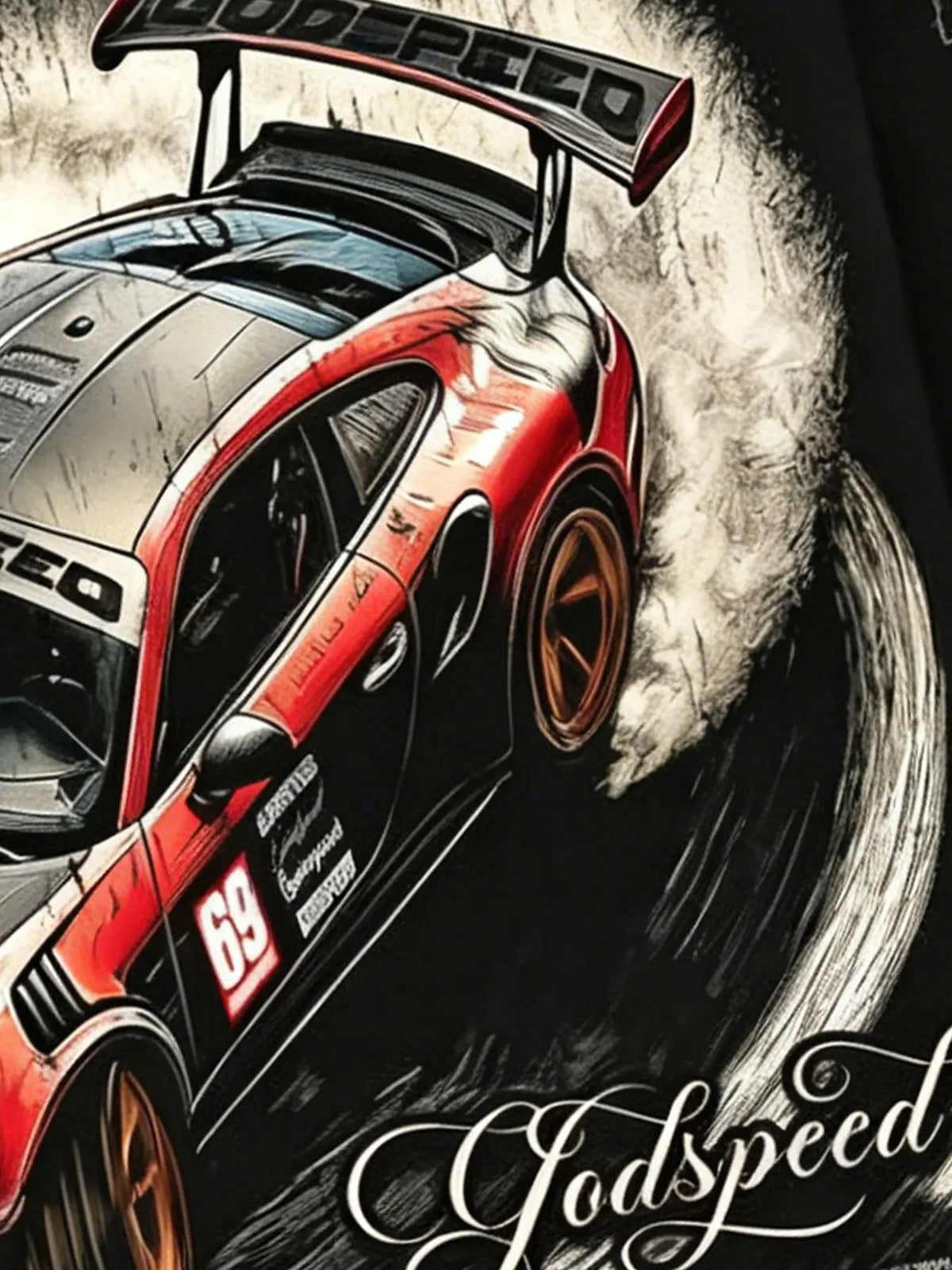 Godspeed drift sports car No. 69 Graphic printed men's vest is loose and heavy, American retro style sports racing printed men's vest, sleeveless T-shirt for men and women, daily street sports vest party rock outdoor