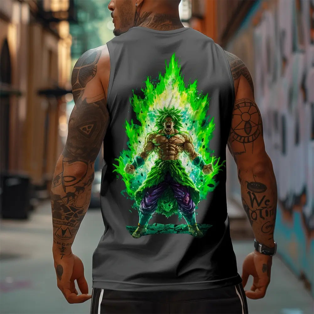 Dragon Ball DBZ Broly Unisex Summer outfits men streetwear 80s 90s graphic tees cotton Anime tank tops men gifts