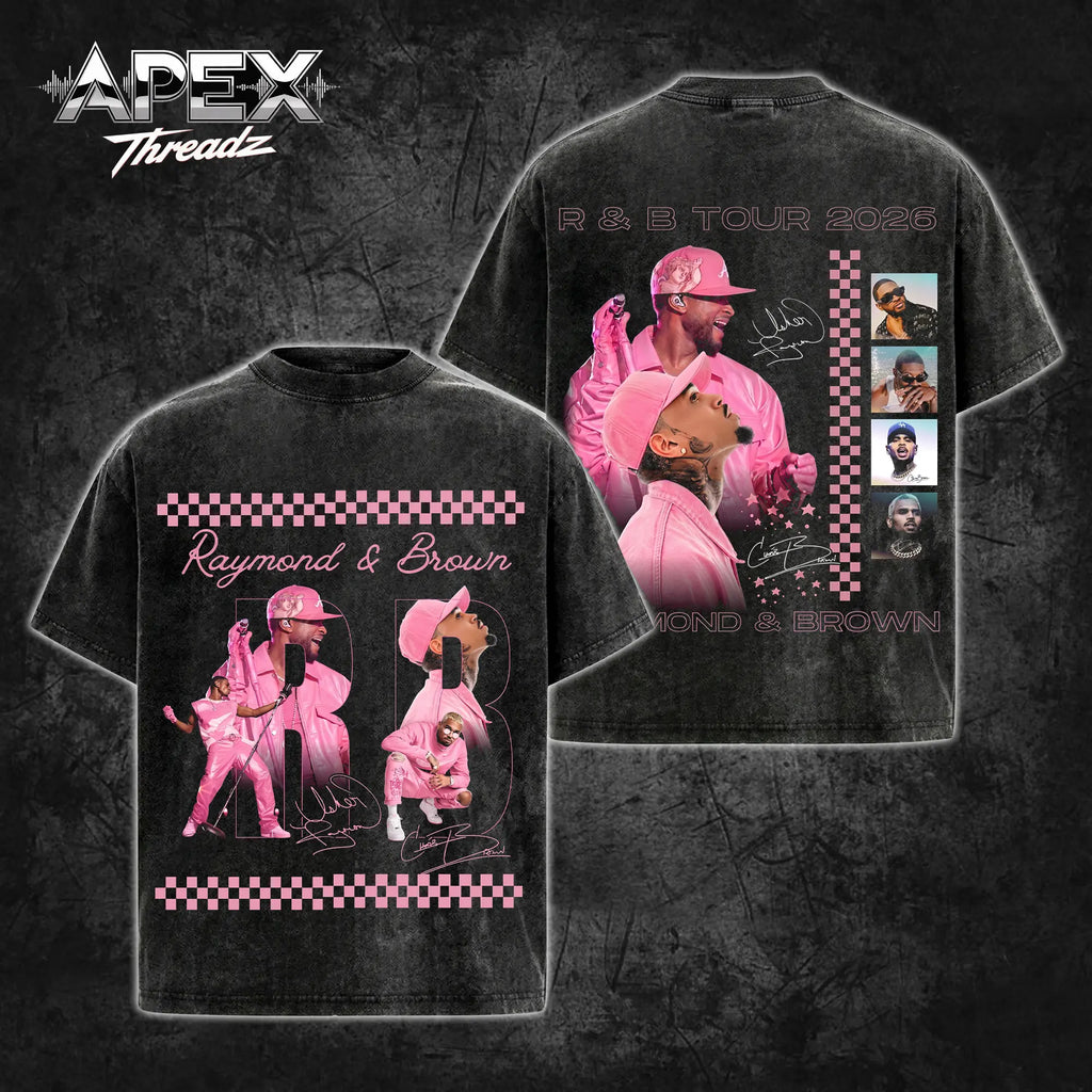 [AT] Raymond & Brown 2026 R&B Tour Unisex Premium Pink Acid Washed 100% Cotton Relaxed Fit Casual Soft Tank Top V6, Music Duo Graphic Urban Streetwear, Concert Merch Gift for R&B Fans, Machine Washable