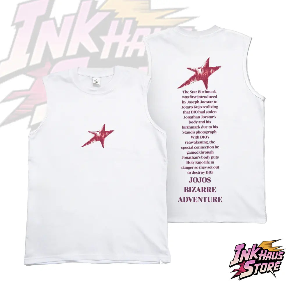 Streetwear Tank Top,JJBA jojo Star Mark anime fashion,gym fit,classical clean style,Sleeveless Cotton Unisex,breathable pure cotton