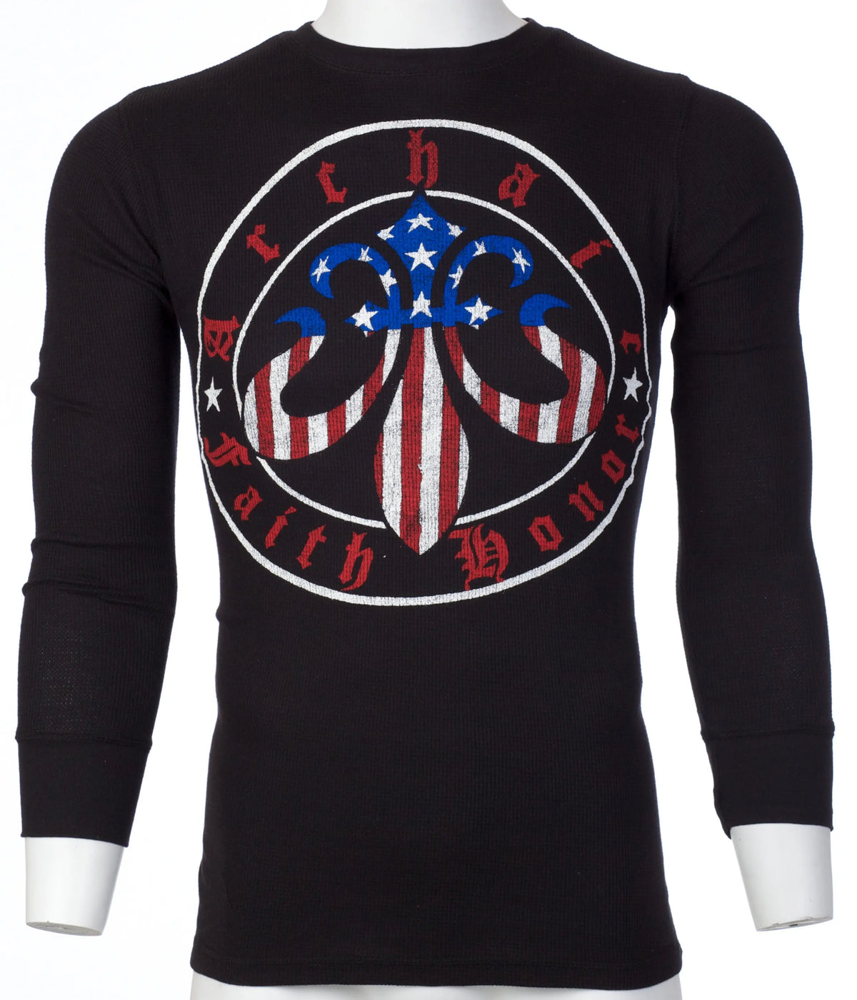 Archaic by Affliction Men's Thermal Shirt BORN PATRIOT Black