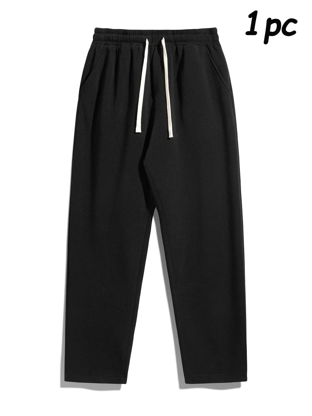 Men's Thermal Lined Pants with Drawstring Waist, Cozy Relaxed Fit Loose Sweatpants Fabric for Fall & Winter, Men's Bottoms, Menswear Clothing