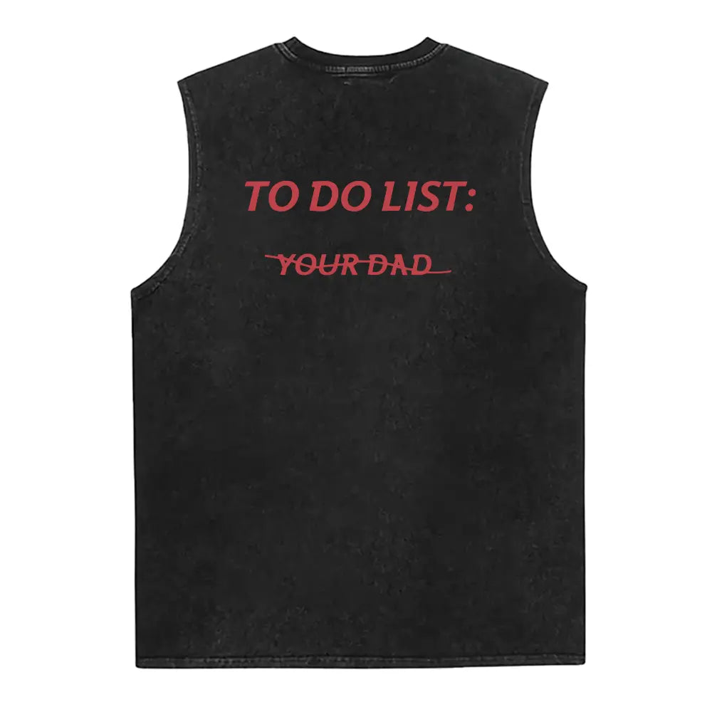 Women's Washed Cotton Vest Top - Unisex, Lightweight Foldable Loose-Fit, Smooth Soft Seamless Fabric, Graphic "Your Dad" Design, Round Neck Sleeveless, All Seasons Casual Wear Gift, Machine Washable
