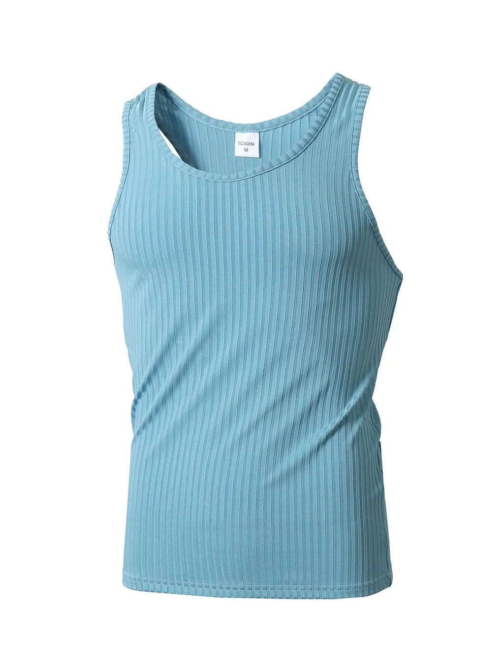 Men's Vertical Stripe Ribbed Knit Round Neck Vest, Muscle Tank Top, Sleeveless Tee, Tight Fit Casual for Summer Fitness, Ideal as an Inner Layer or Worn Alone, Striped, Knitted Vest