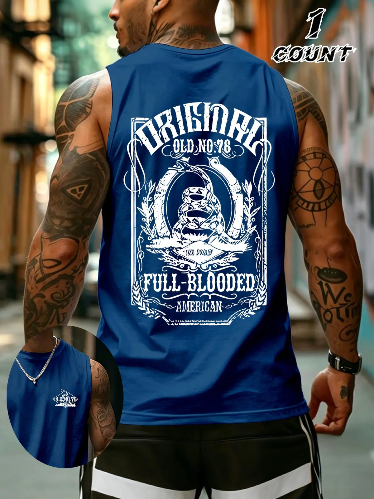 Men's Sleeveless Flag Print Tank Top, Breathable Stretchy Fabric, Street Style, Fitted Design, Comfortable Daily Wear, Streetwear Tank Vest, Sleeveless Tank Tops