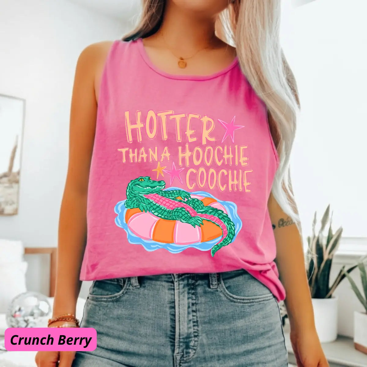 Funny Alligator Summer Tank Top Comfort Colors Retro Gator Graphic Tee Trendy Aesthetic Beach Tanktop Cute Boho Tee Vintage Style Shirt