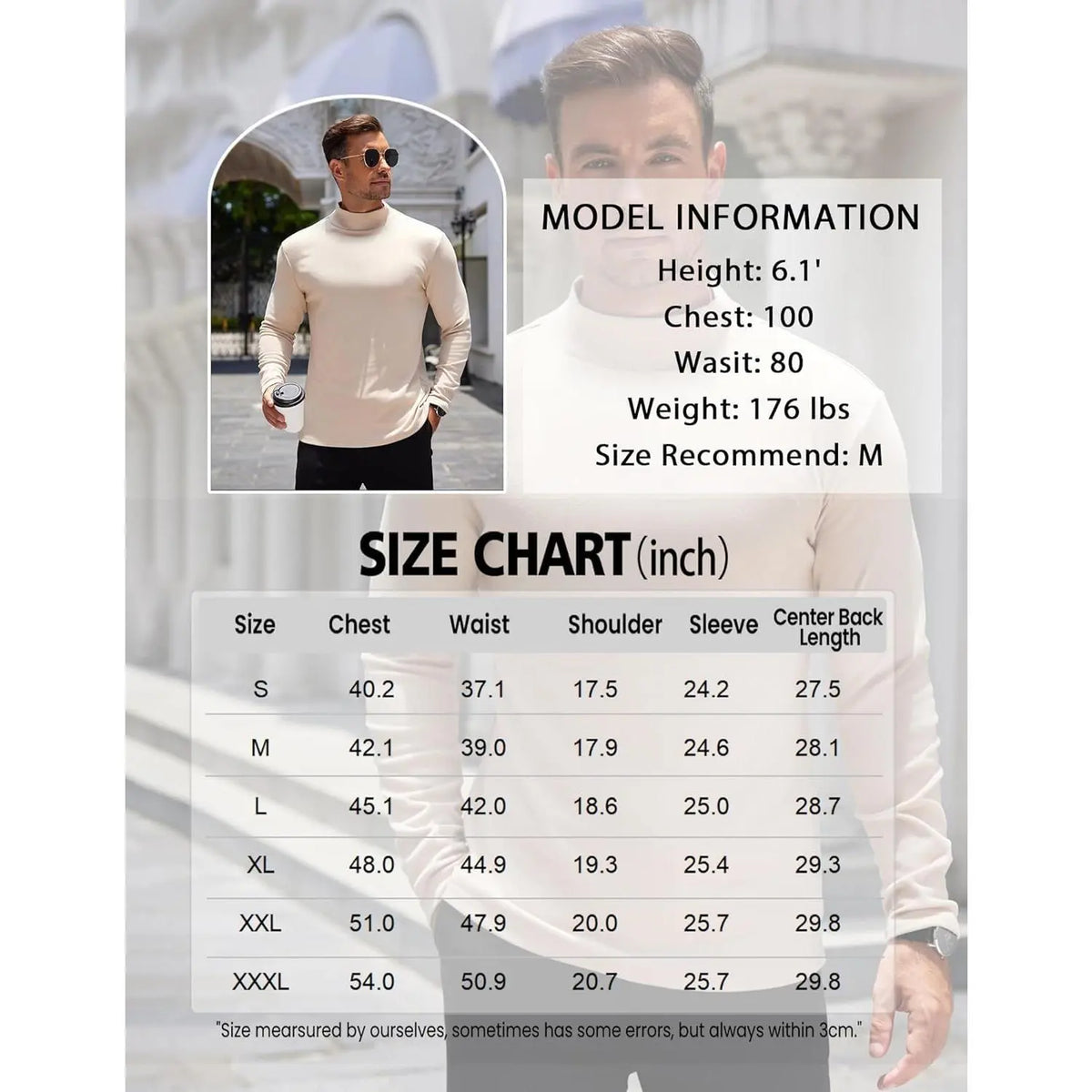 COOFANDY Men's Slim Fit Mock Turtleneck Long-Sleeve Spandex Knit Pullover Top - Basic Lightweight Thermal Undershirt with Warmth, Formal Work Wear for Pairing with Jackets, Suits, Jeans, Quality Fabric