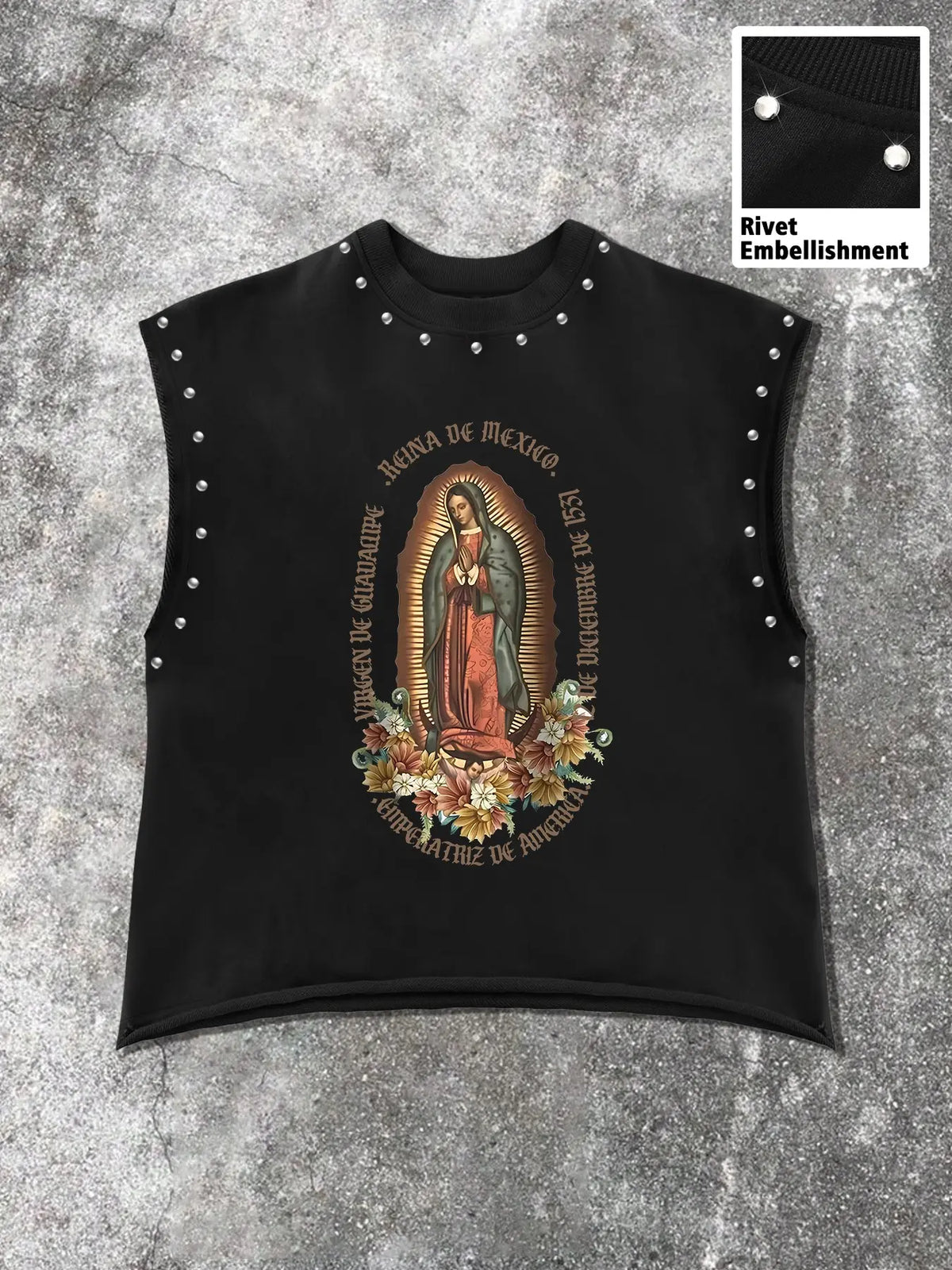 Unisex Sleeveless Vest, Virgin Mary Faith Print, Casual Streetwear, Trendy and Comfortable, All Seasons, Fitted Graphic Design, Sleeveless Loose Tank
