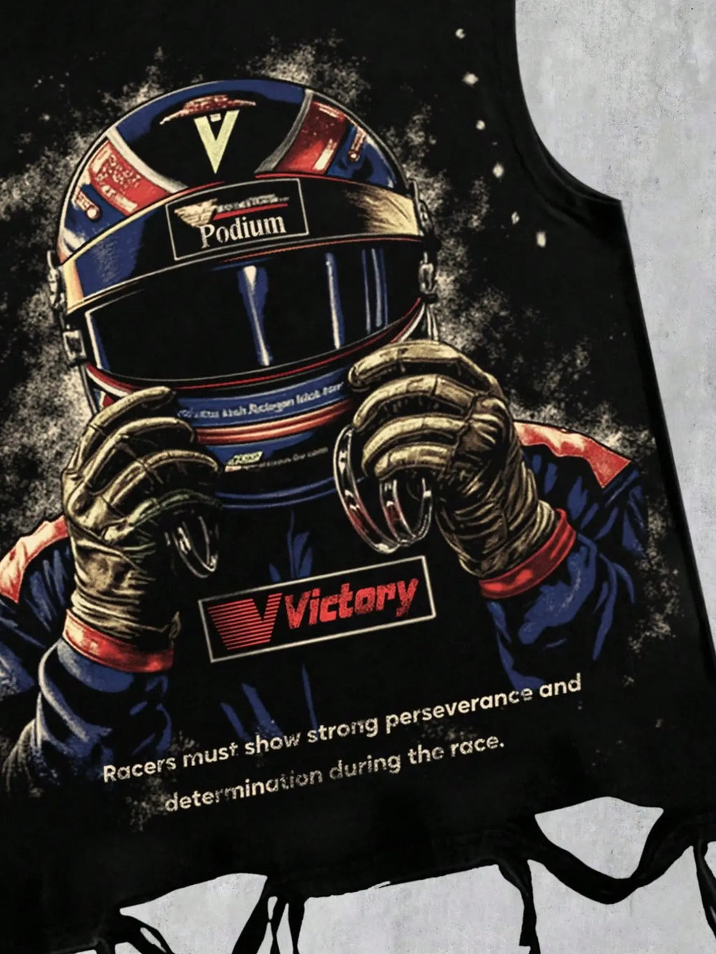Broken hole Y2K helmet printed vest, Breathable Sleeveless Tops, summer unisex sleeveless with portrait pattern European streetwear men's vest