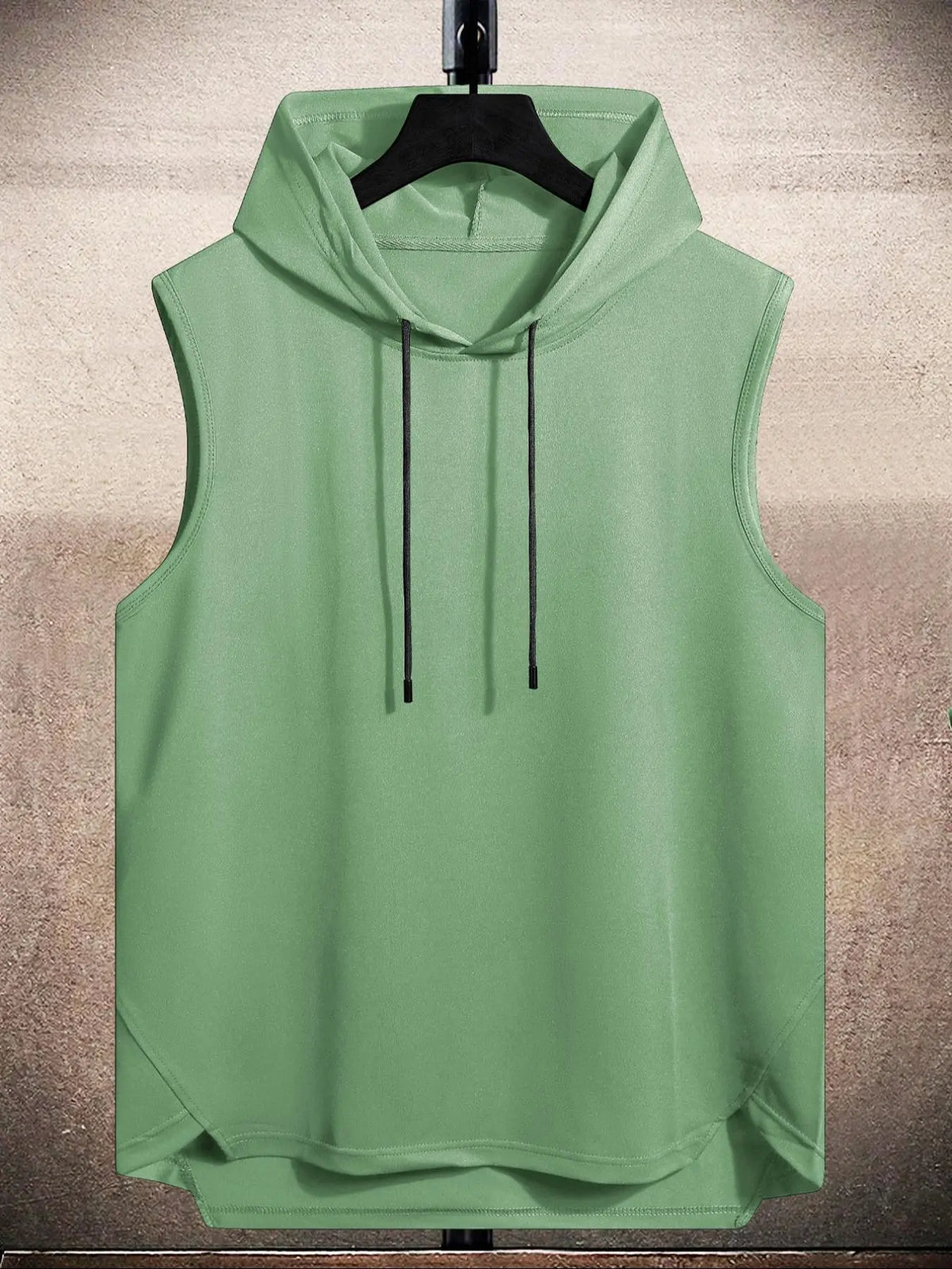Men's Plain Drawstring High Low Hem Hooded Tank Top, Sleeveless Shirt, Regular Fit Casual Sleeveless Vest, Going Out Top, National Day Clothing, Sleeveless Clothes