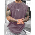 Men's Loose-Fit Sleeveless Short Graphic T-Shirt, Pure Cotton Breathable Menswear Streetwear Street Style Summer Top, Casual Fashion Design for Daily Wear & Sports
