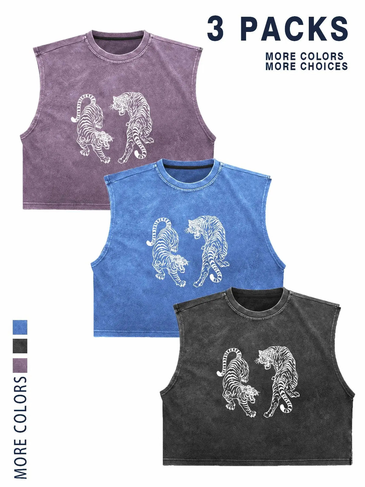 Men's Vintage Washed Animal Tiger Graphic Aesthetic Cropped Urban Street Tank Top, Sleeveless Casual Streetwear, Workout Athletic Muscle Shirt, Sporty Fitted Design, Menswear, Muscle Singlet, Vest Tops