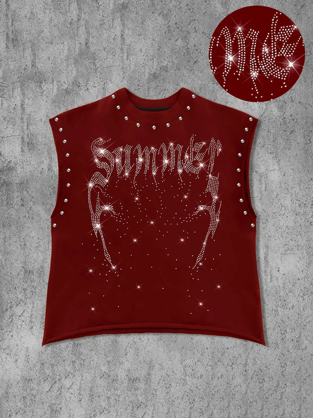 Men's Casual Graphic Sleeveless Sparkly Glitter Vest with Rhinestone Letters and Abstract Contour Print, Comfortable Regular Fit, Fashion Versatile, Street Style, Streetwear Tank Vest
