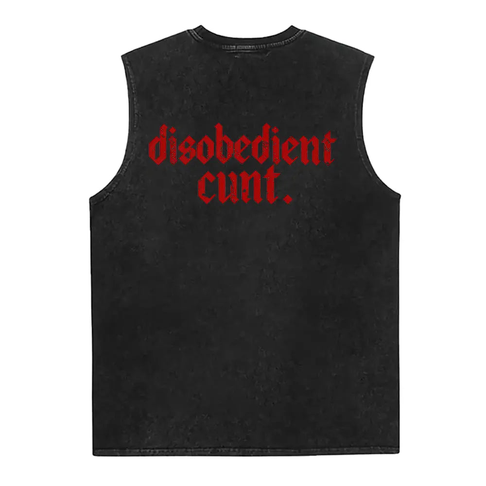 Funny Hoodie Graphic – “disobedient-cult ” Statement Washed Vest for Men & Women, Gift for Her and Him, Vibes