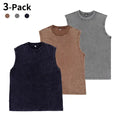 3-Pack Vintage Acid Wash Tank Tops - Heavyweight Cotton Sleeveless Streetwear T-Shirts, Unisex