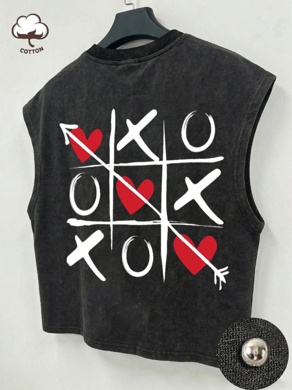 Men's Washed Black Sleeveless Modern Tank Top, Crop Top With Red Letter Print "I'm Not Shy", Casual Streetwear Fashion For Summer Daily Wear, Menswear