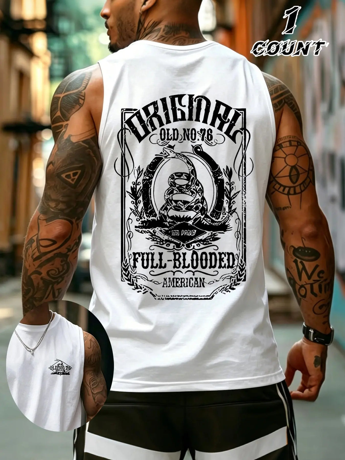 Men's Sleeveless Flag Print Tank Top, Breathable Stretchy Fabric, Street Style, Fitted Design, Comfortable Daily Wear, Streetwear Tank Vest, Sleeveless Tank Tops