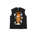 Men's Vintage Graphic Tank Top with Japanese Sushi Print - Distressed 100% Cotton Streetwear, Loose Fit & Breathable Fabric