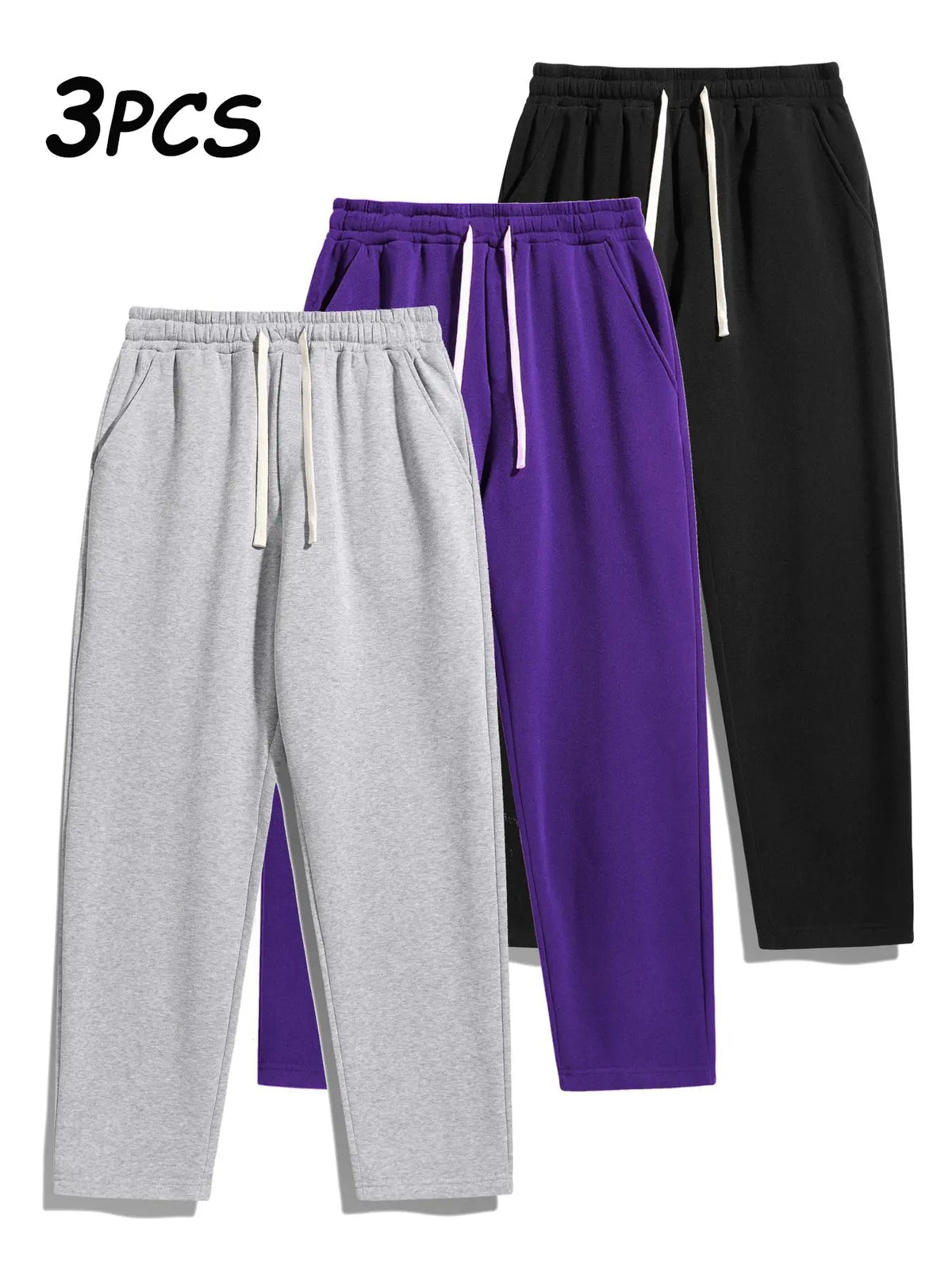 Men's Thermal Lined Pants with Drawstring Waist, Cozy Relaxed Fit Loose Sweatpants Fabric for Fall & Winter, Men's Bottoms, Menswear Clothing