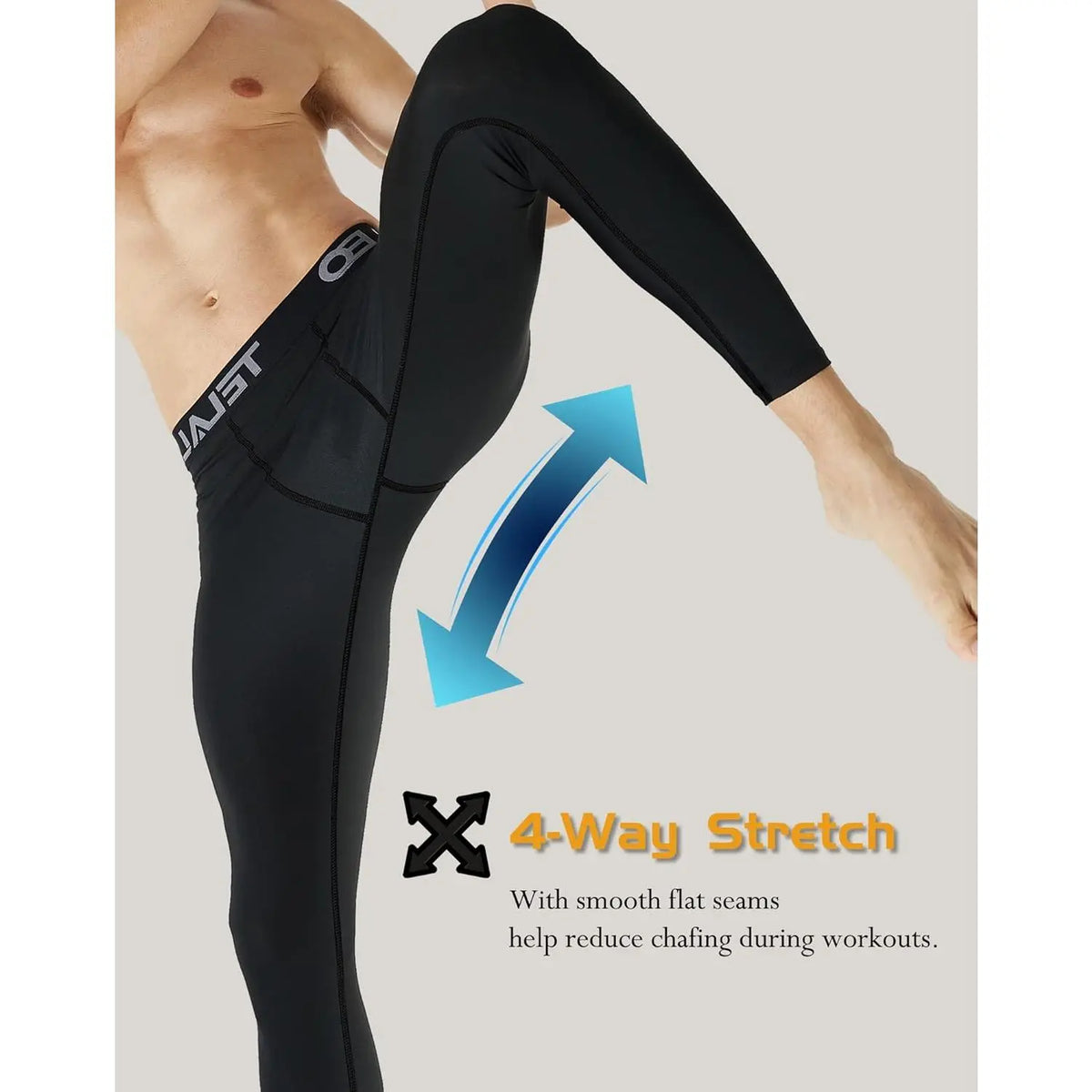 Men's Thermal Compression Pants - 4 or 5 Pack Fleece-Lined Menswear Activewear Sportswear Tights, Cold Weather Winter Baselayer Athletic Leggings