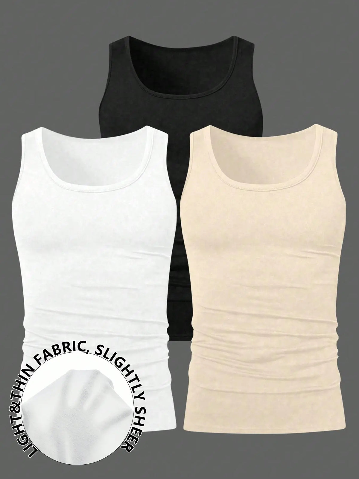 Men's Solid Color Scoop Neck Tank Top, Knitted Tank Tops, Menswear Regular Fit Casual Classic Comfy Breathable Sleeveless Top for Daily Wear, Men's All-Match Clothes for All Seasons, Matching, Summer Sleeveless Top