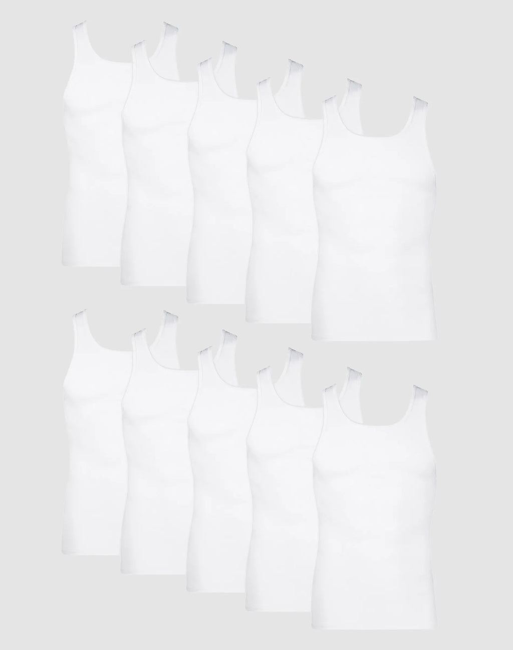 Hanes Men's Cotton Tank Undershirt Moisture-wicking White 10-pack Underwear Multi Pack Comfortable Fit Soft Stretch Fabric Breathable 372z10